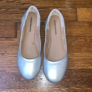 Silver Ballet Flats